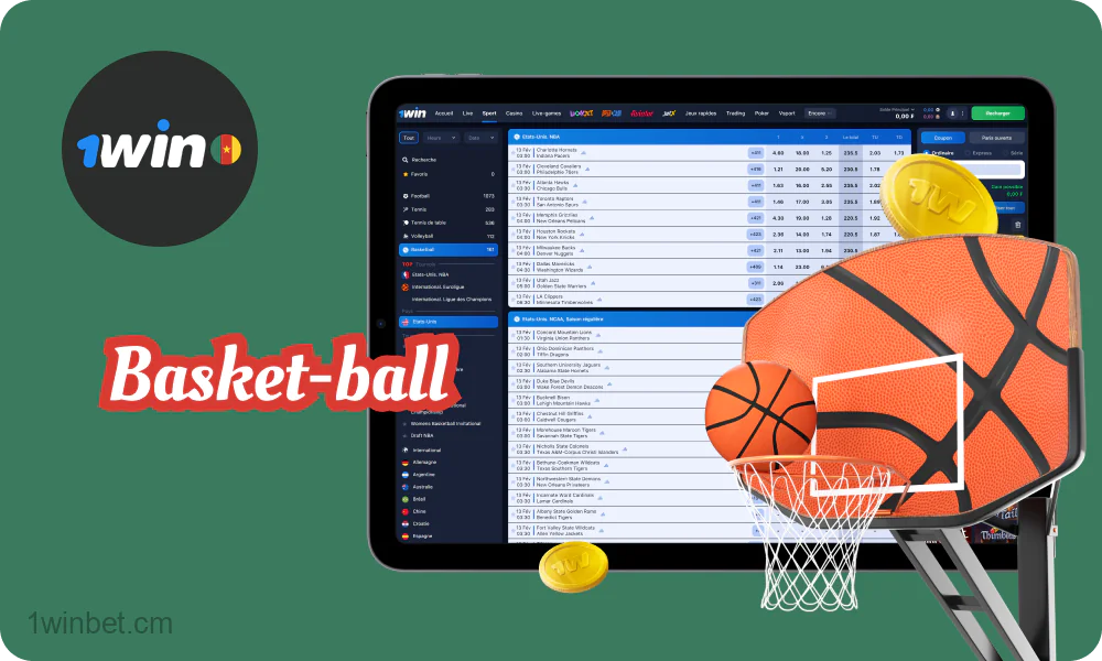 Les matchs des championnats internationaux et régionaux de basket-ball sont particulièrement populaires pour les paris 1win au Cameroun